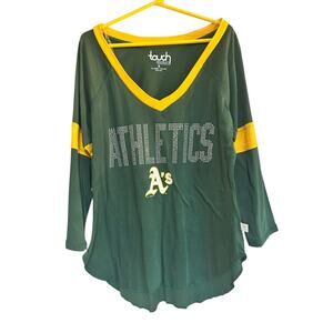 Touch Stadium Alyssa Milano Oakland A’s Rhinestone Tee Women’s Small Green Gold